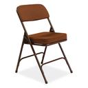 NPS 3200 Series Gold Seat/Back Brown Base Premium Fabric Dual-Hinge Folding Chair, Supports 300 Pound -- 2 per case