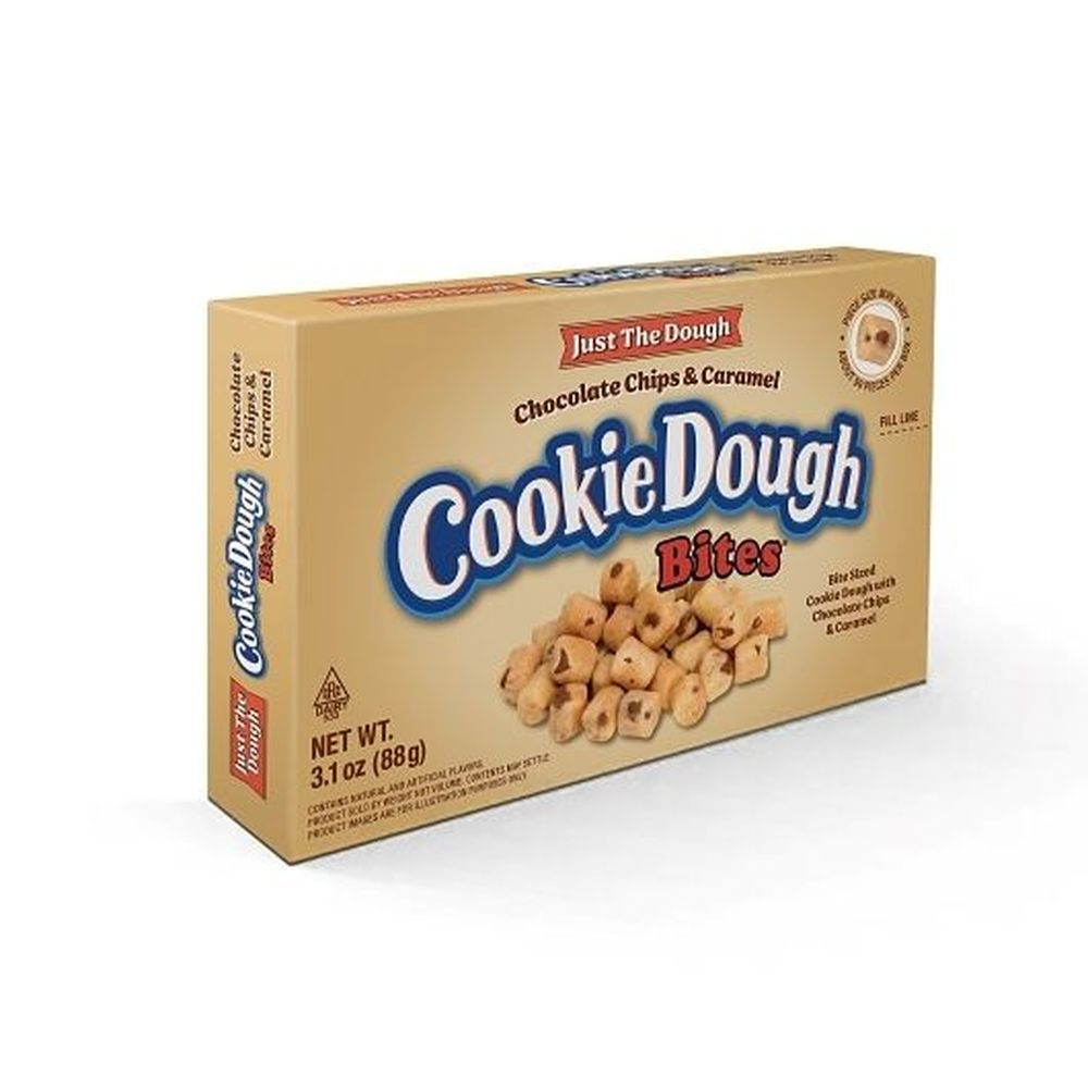 Cookie Dough Bites Just The Dough Chocolate Chip and Caramel Cookie Dough Bites, 3.1 Ounce - 12 per case