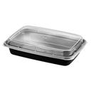 CTC 38 Ounce Rectangular Black Base with Clear Lid Takeout Container, 150 count
