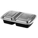 CTC 32 Ounce Two Compartment Black Rectangle Takeout Container, 150 count