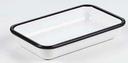 American Metalcraft Black Rimmed Rectangular White Melamine Bowl, 10 Ounce