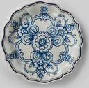 American Metalcraft Isabella Collection Melamine Blue and White Scalloped Plate, 8-3/4 inch Dia X 1 inch Height