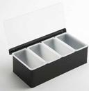 American Metalcraft Stainless Steel Black Finish 4 Compartment Condiment Holder, 12 inch Length x 5-3/4 inch Width x 3-1/2 inch Height