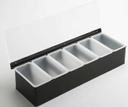 American Metalcraft Stainless Steel Black Finish 6 Compartment Condiment Holder, 17-3/4 inch Length x 5-3/4 inch Width 3-1/2 inch Height