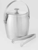 American Metalcraft Satin Finish Stainless Steel Double Wall Ice Bucket with Ice Tong, 4 3/8 inch Dia x 6 1/4 inch Height