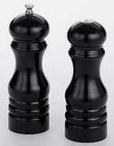 American Metalcraft Black Wood Salt and Pepper Mill Set, 6 inch Height -- 1 set