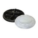 D and W Fine Pack 10.25 inch Round PET Black Four Compartment Bowl with Flower Lid, 100 count