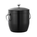 Service Ideas Elite Black Onyx Double Wall Stainless Ice Bucket with Drip Disk and Tongs, 3-Liter Capacity