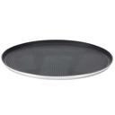 Service Ideas Polished Stainless Modern Edge Large Round Serving Tray, 14 inch Width x 0.75 inch Height