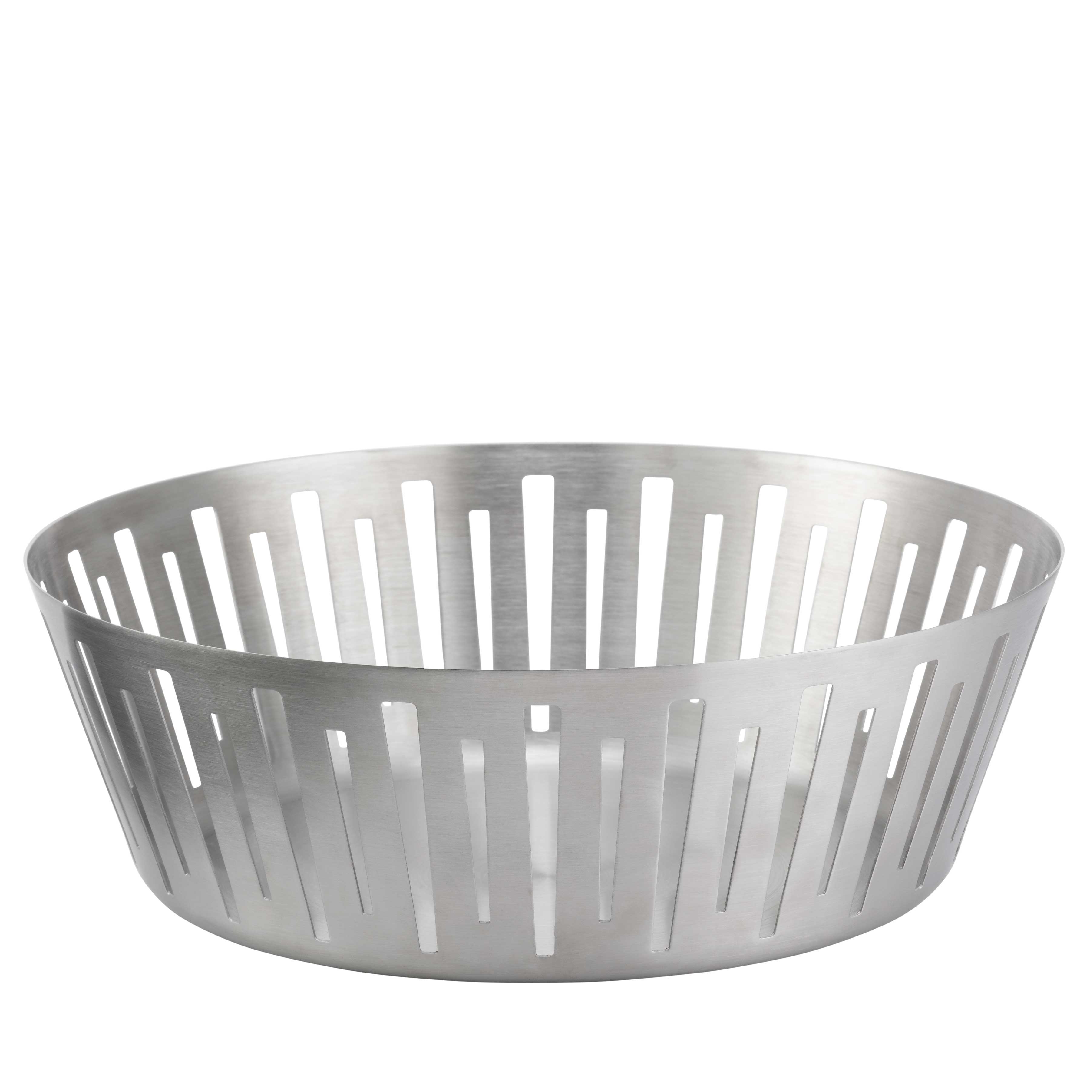 Service Ideas Mod18 Deco Brushed Stainless Large Round Basket, 13.125 inch Width x 4.25 inch Height
