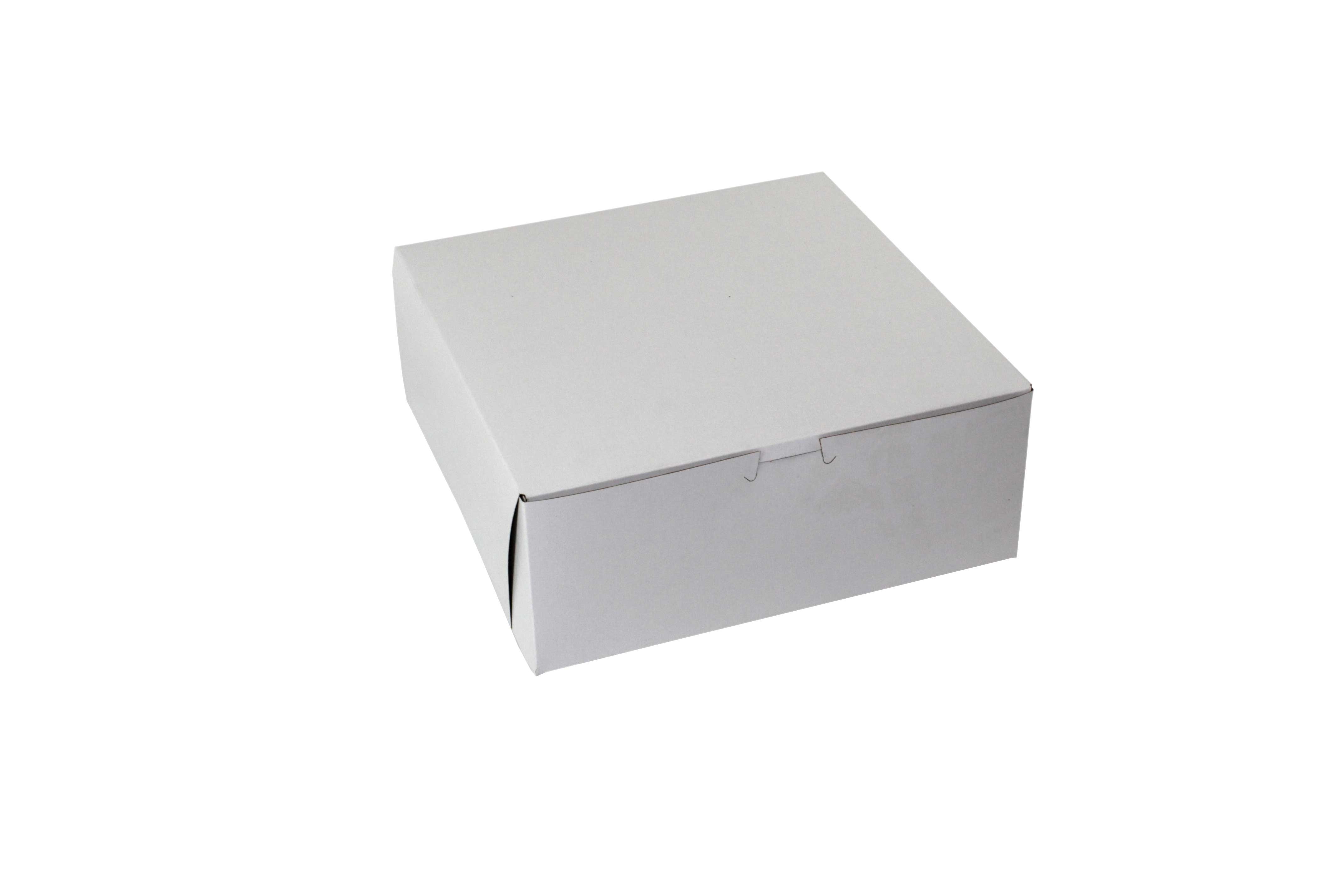Boxit Lock Corner One Piece White Bakery Box, 10 x 10 x 4 inch -- 100 per case.