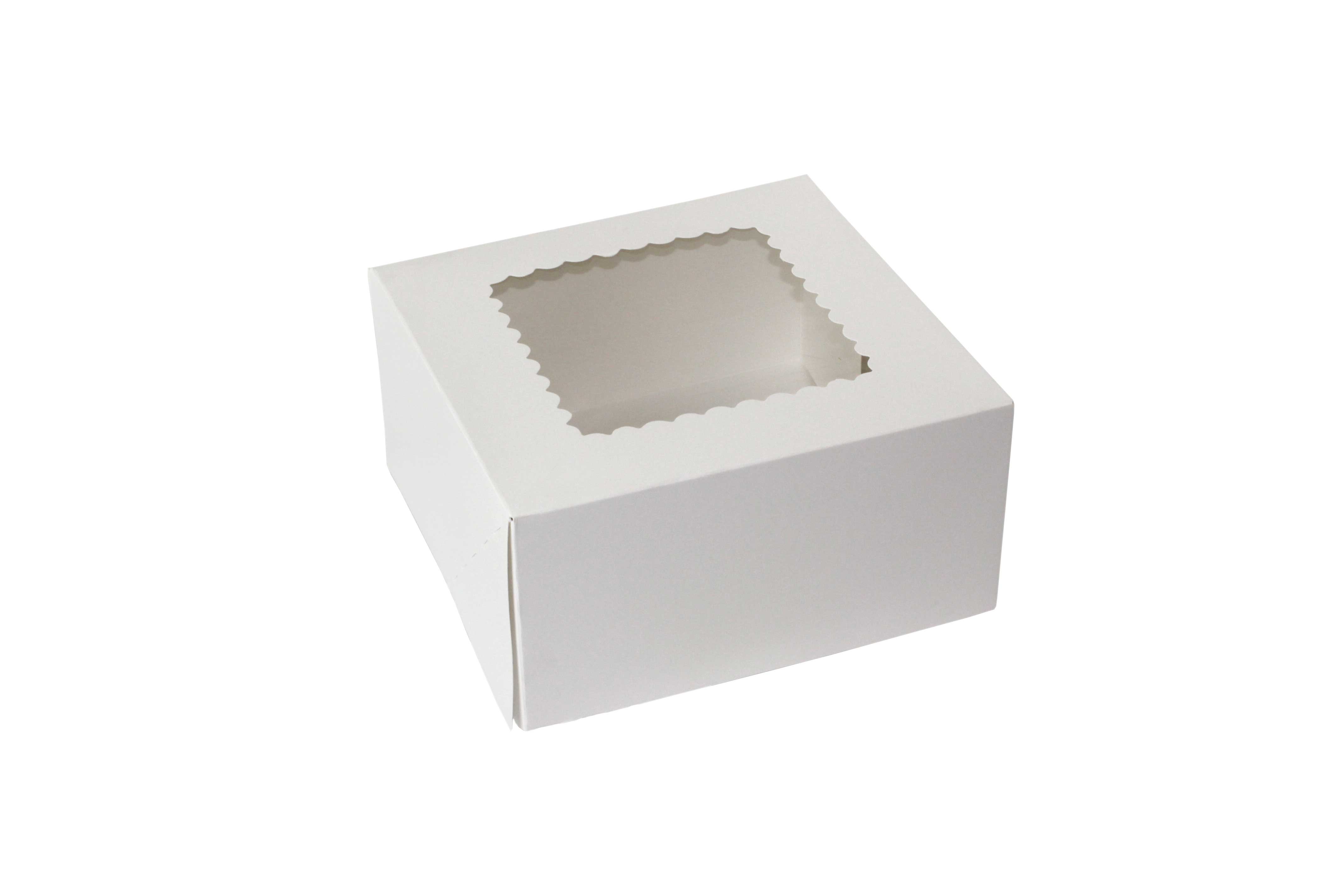 Boxit Windowed One Piece White Bakery Box, 8 x 8 x 4 inch -- 150 per case.