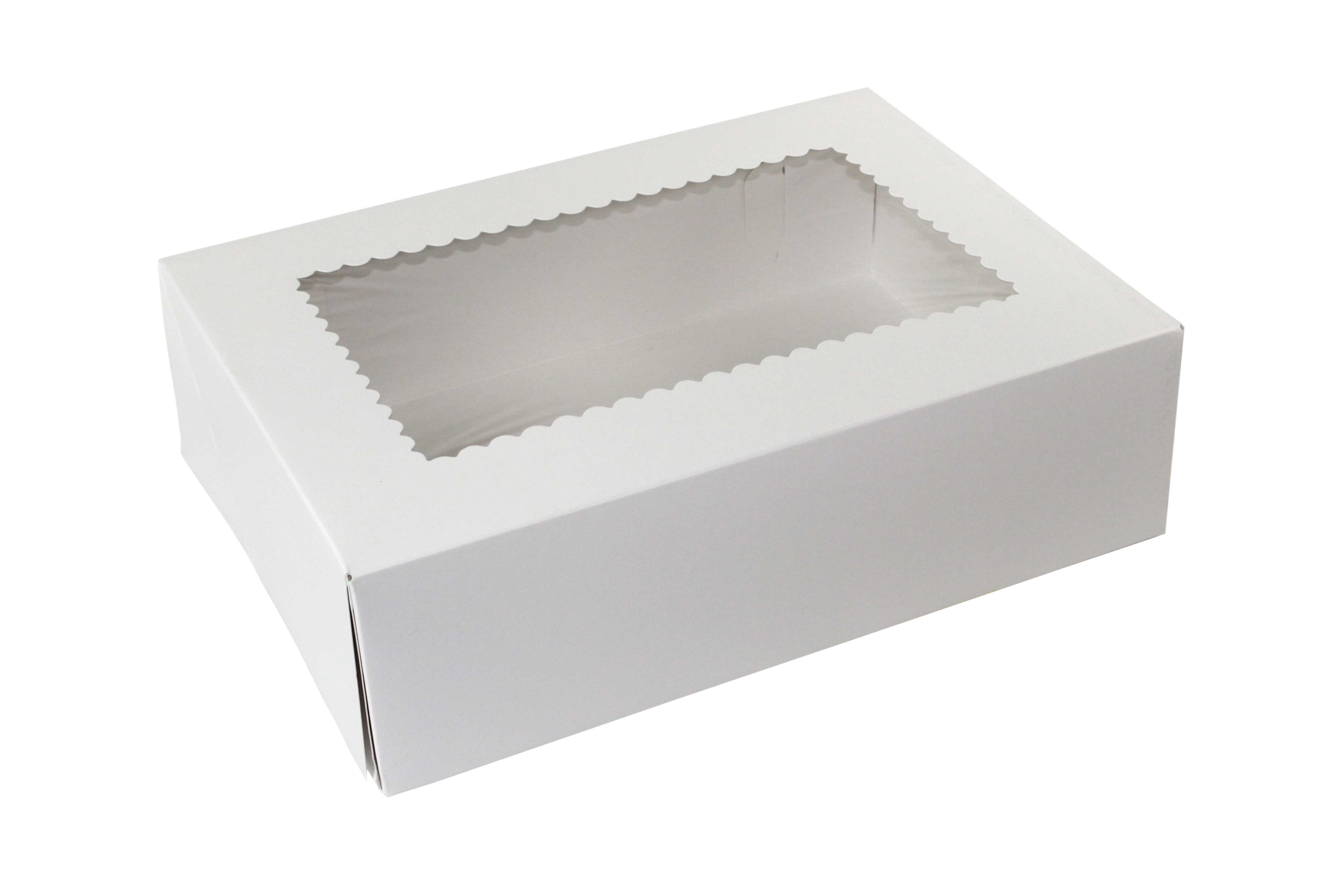 Boxit Windowed One Piece White Front Load Bakery Box, 14 x 10 x 4 inch -- 100 per case.