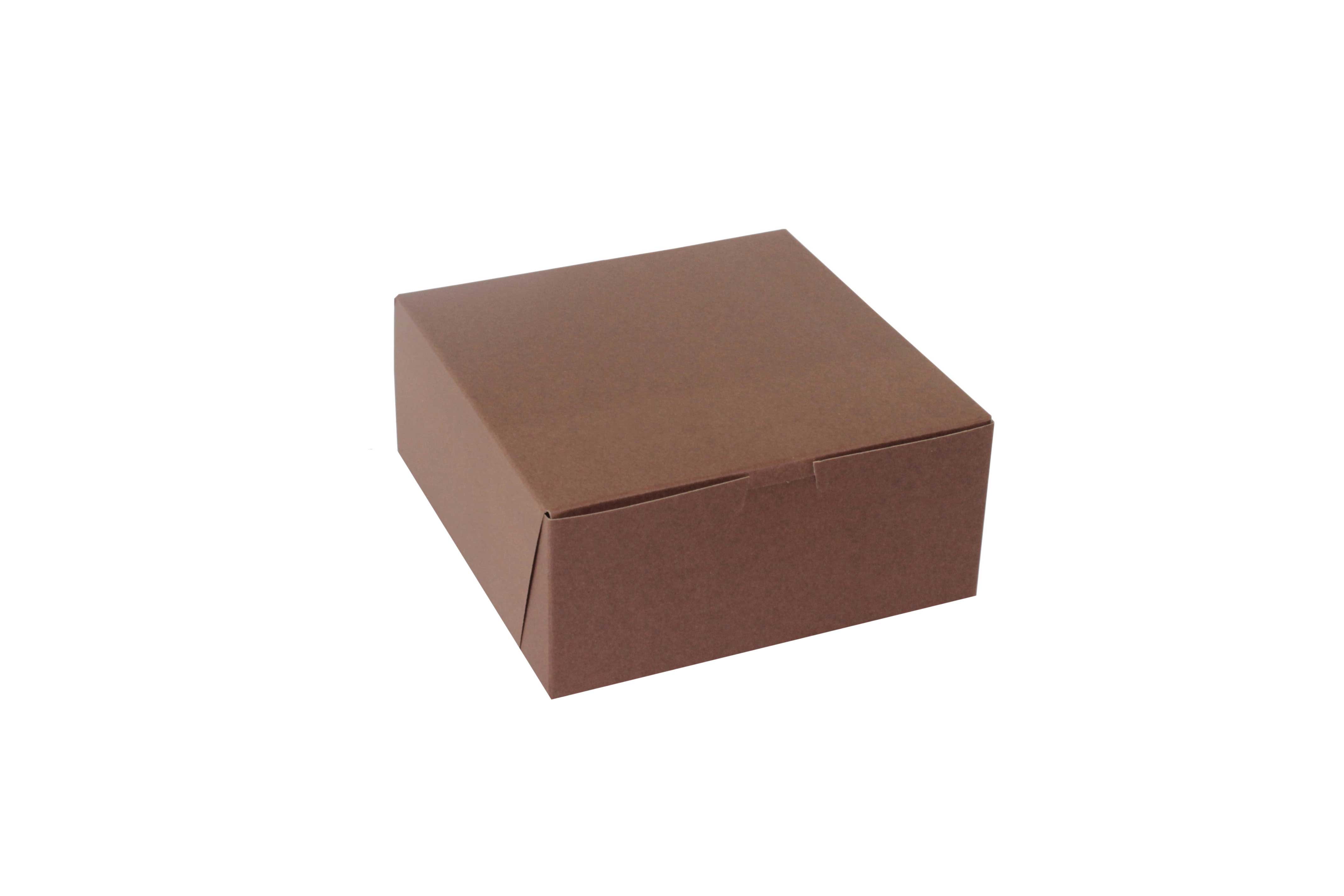 Boxit Lock Corner One Piece Chocolate Bakery Box, 8 x 8 x 3 inch -- 250 per case.