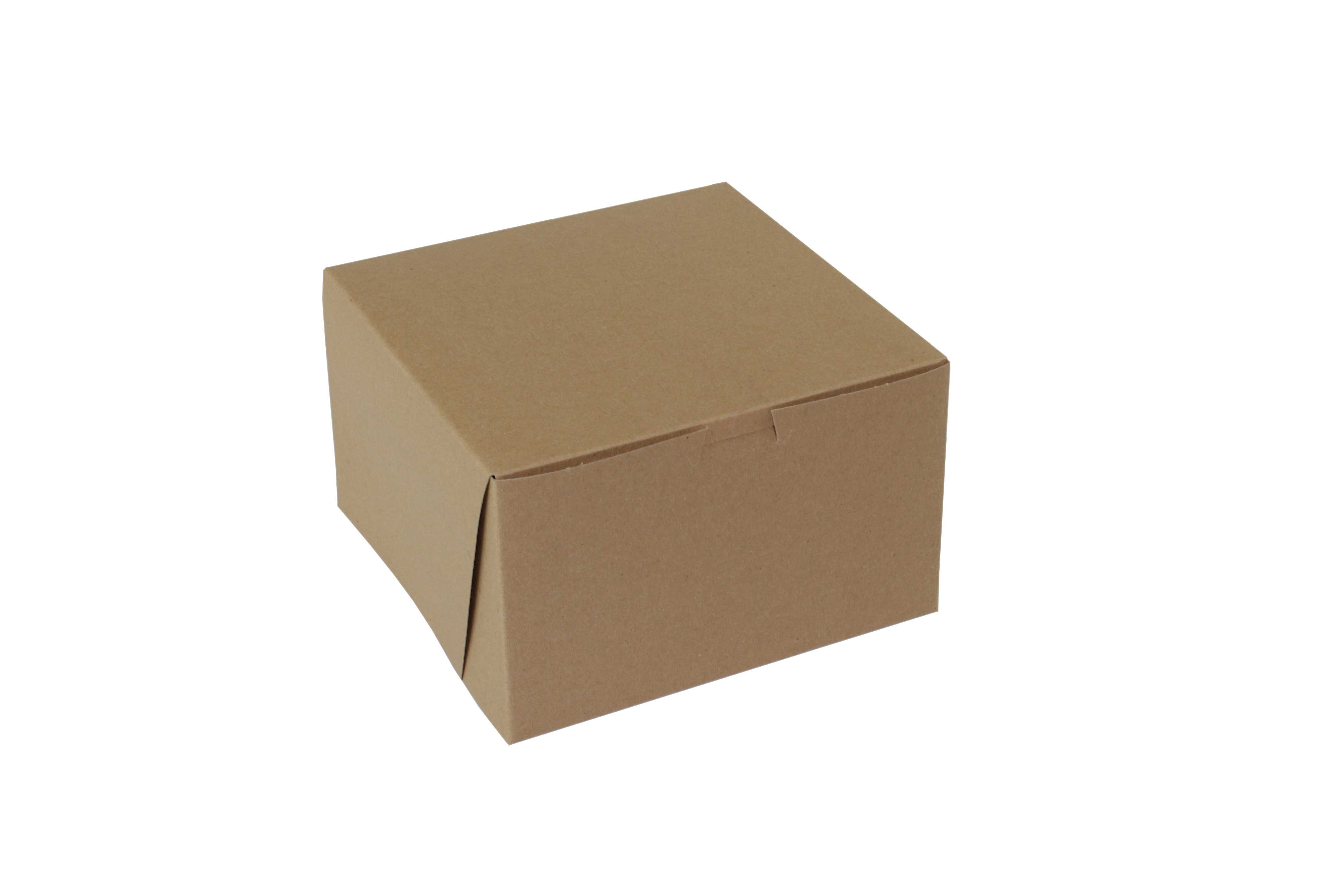 Boxit Lock Corner One Piece Kraft Bakery Box, 8 x 8 x 5 inch -- 100 per case.