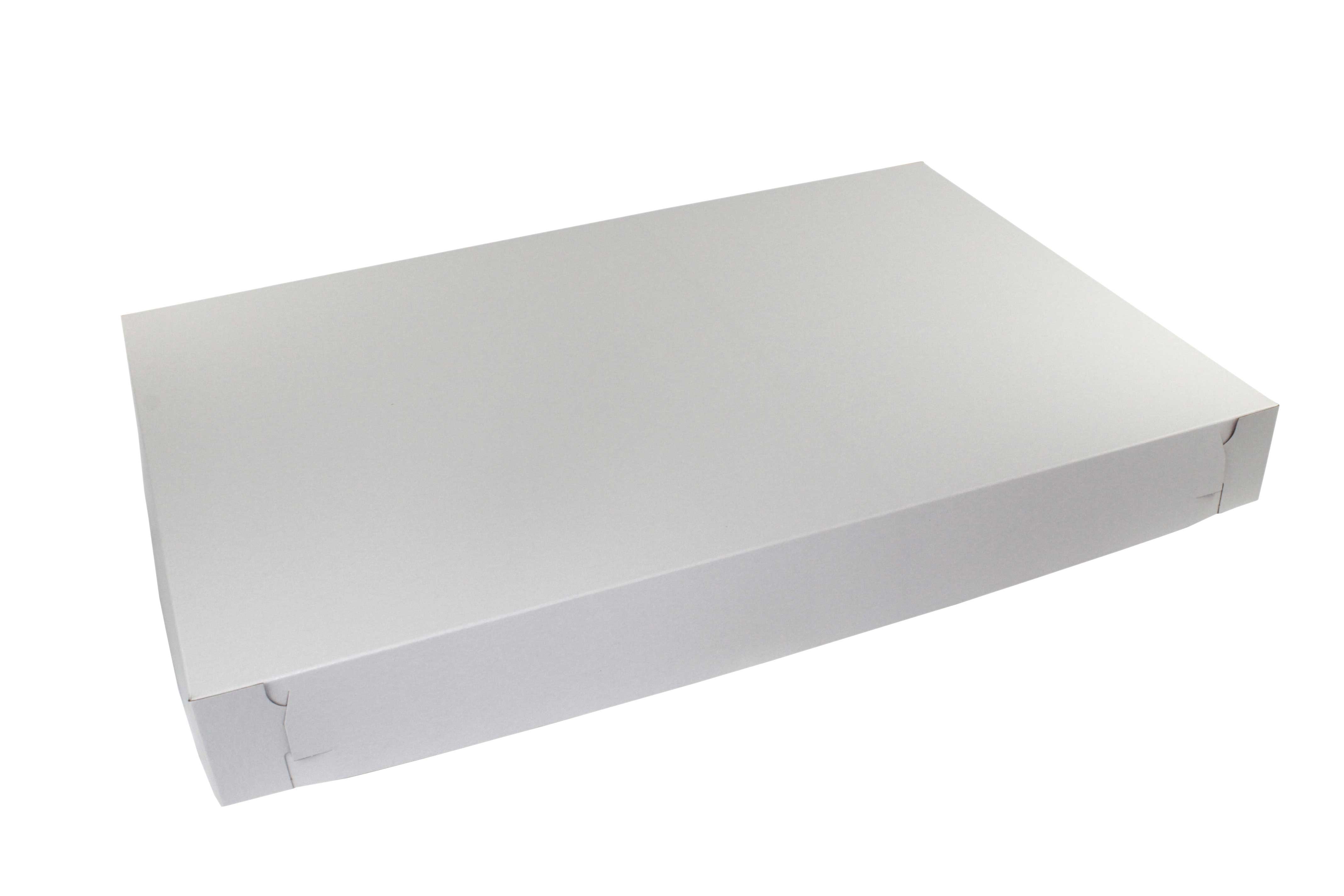 Boxit Lock Corner One Piece White Bakery Box, 27.5 x 19 x 3 inch -- 50 per case.
