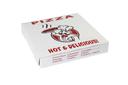 Boxit Chefs Classic Printed To Go Lock Corner One Piece White Pizza Box, 12 x 12 x 2 inch -- 100 per case.