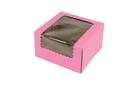 Boxit Windowed Strawberry Lock Corner One Piece Cupcake Box, 7 x 7 x 4 inch -- 200 per case.