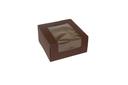 Boxit Windowed Chocolate Lock Corner One Piece Cupcake Box, 8 x 8 x 4 inch -- 200 per case.