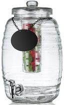 Tablecraft Beehive Glass Beverage Dispenser with Chalkboard Ice Core Infuser, 2.5 Gallon