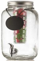 Tablecraft Mason Jar Glass Beverage Dispenser with Chalkboard, 2 Gallon