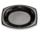 D and W Fine Pack Black Polystyrene Shiny Oval Platter, 12 x 9 inch -- 250 per case.