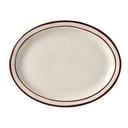 Vertex China Caravan Brown Speckled Double Band Undecorated American White Narrow Rim Oval Platter, 9 1/2 inch -- 24 per case.