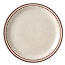 Vertex China Caravan Brown Speckled Double Band Undecorated American White Narrow Rim Plate, 10 1/2 inch -- 12 per case.