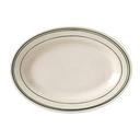 Vertex China Del Mar Green Undecorated American White with Green Band Oval Platter, 8 1/8 inch -- 24 per case.