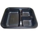 D and W Fine Pack Black Plastic 3 Compartment Oblong Carry Out Container, 24 Ounce -- 250 per case