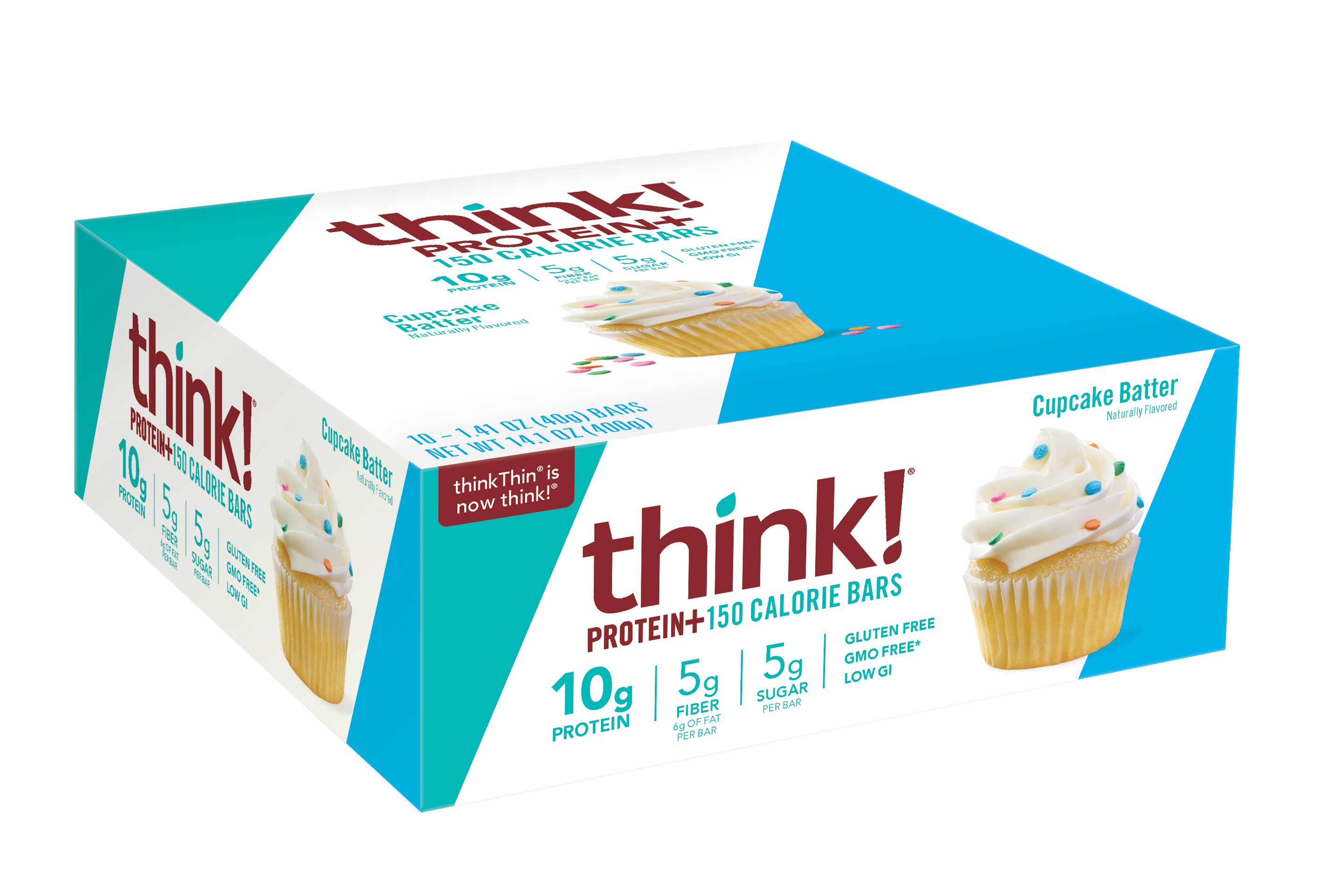 Think Thin Cupcake Batter Protein and Fiber Bar, 1.41 Ounce -- 120 per case.