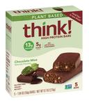 Think Thin Plant Based Chocolate Mint High Protein Bar, 5 count per pack -- 24 per case.