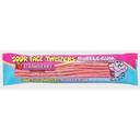 Face Twisters Strawberry Sour Bubble Gum Straws, 2 Ounce -- 72 per case
