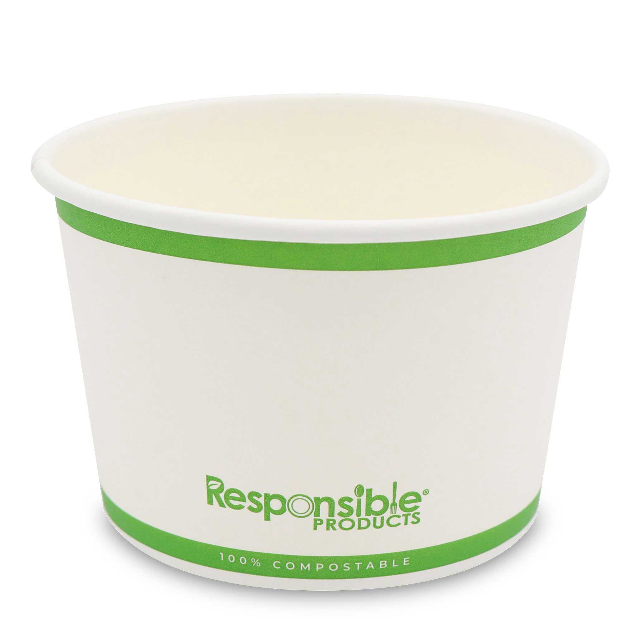 Responsible Products Tree-Less White Compostable Paper Food Container, 24 Ounce Capacity -- 500 per case