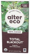 Alter Eco Organic Total Blackout 100 Percent Cacao Dark Chocolate, 2.65 Ounce -- 12 per case