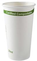 Primeware PLA Lined White Compostable Cup, 20 Ounce -- 1000 per case.
