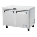 Migali Stainless Steel 2 Door Under Counter and Work Top Freezer with 2 Adjustable Shelves, 48.2 inch Width x 30 inch Depth x 37.25 inch Height