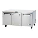 Migali Stainless Steel 3 Door Under Counter and Work Top Refrigerator with 3 Adjustable Shelves, 72.7 inch Width x 30 inch Depth x 37.25 inch Height