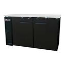 Migali 2 Solid Door Back Bar Refrigerator with 4 Shelves, 60.8 inch Width x 24.4 inch Depth x 35.75 inch Height