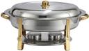 Winco Malibu Stainless Steel Gold Accent Oval Chafer, 6 Quart