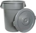 Winco Grey Round Trash Can, 32 Gallon