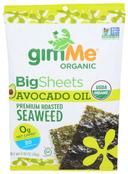 Gimme Organic Big Sheets Avocado Oil Premium Roasted Seaweed Snacks, 0.92 Ounce -- 10 per case