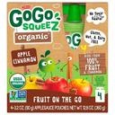 GoGo SqueeZ Organic Apple Cinnamon On the Go Apple Sauce, 3.2 Ounce -- 48 per case.
