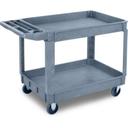 Carlisle UC452523 Polypropylene Gray Bin Top 2 Shelf Utility Cart, 45 x 25 inch