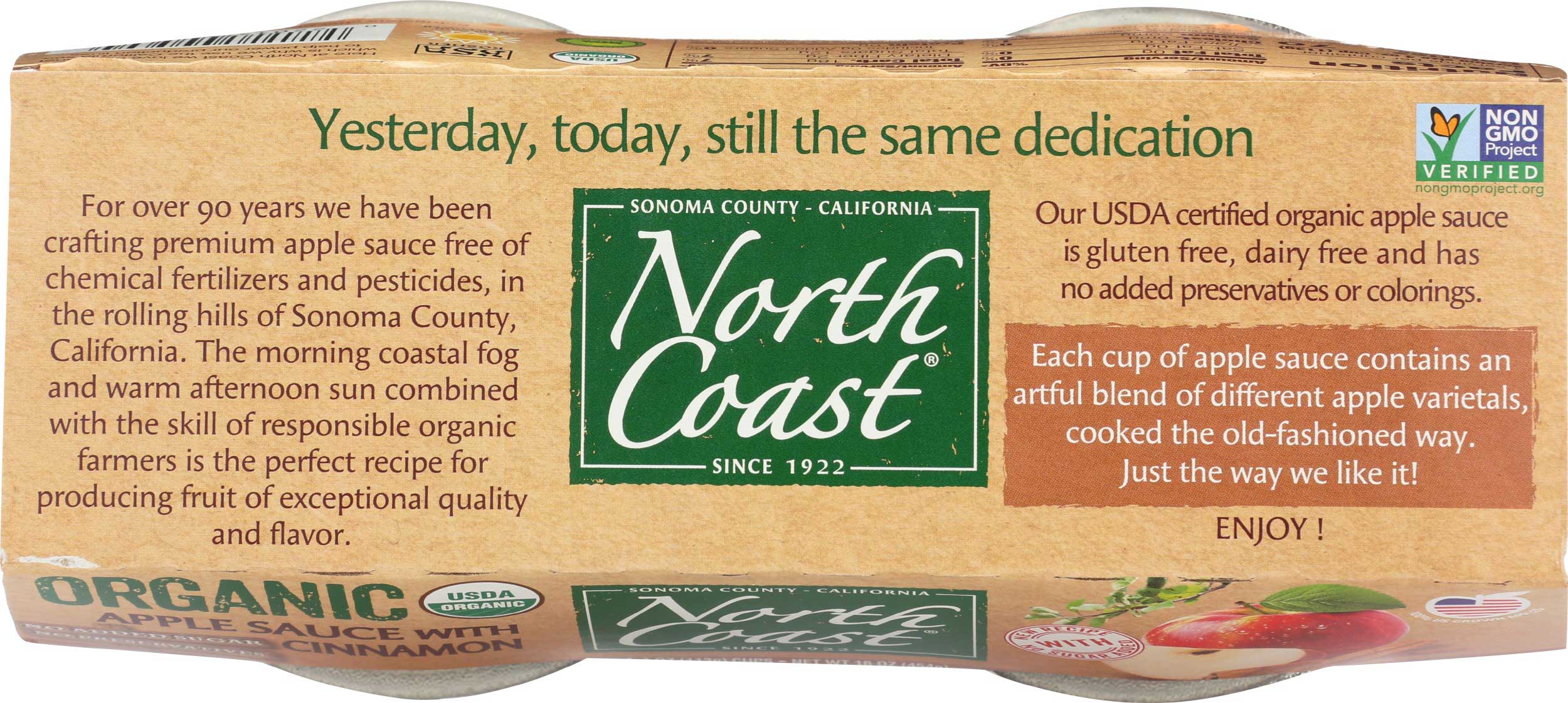 North Coast Organic Apple Sauce with Cinnamon, 4 count per pack -- 12 per case