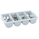 Cutlery Box, Gray Plastic Four Rounded Compartments -- 12 Per Case