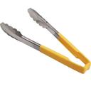 Vollrath 4780950 Stainless Steel Antimicrobial One Piece Scalloped Tong with Yellow Kool-Touch Handle, 9.5 inch Length