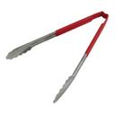 Vollrath 4781240 Stainless Steel Antimicrobial One Piece Scalloped Tong with Red Kool Touch Handle, 12 inch Length