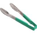 Vollrath 4780970 Stainless Steel Antimicrobial One Piece Scalloped Tong with Green Kool-Touch Handle, 9.5 inch Length