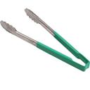 Vollrath 4781270 Stainless Steel Antimicrobial One Piece Scalloped Tong with Green Kool-Touch Handle, 12 inch Length